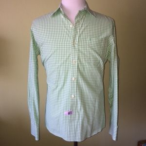 Izod SLIM FIT Green/White Check Shirt, Medium